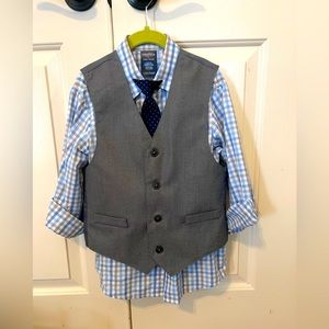 NAUTICA Boys Dress Shirt, Vest & Clip-On Tie. Size 7. Great condition!